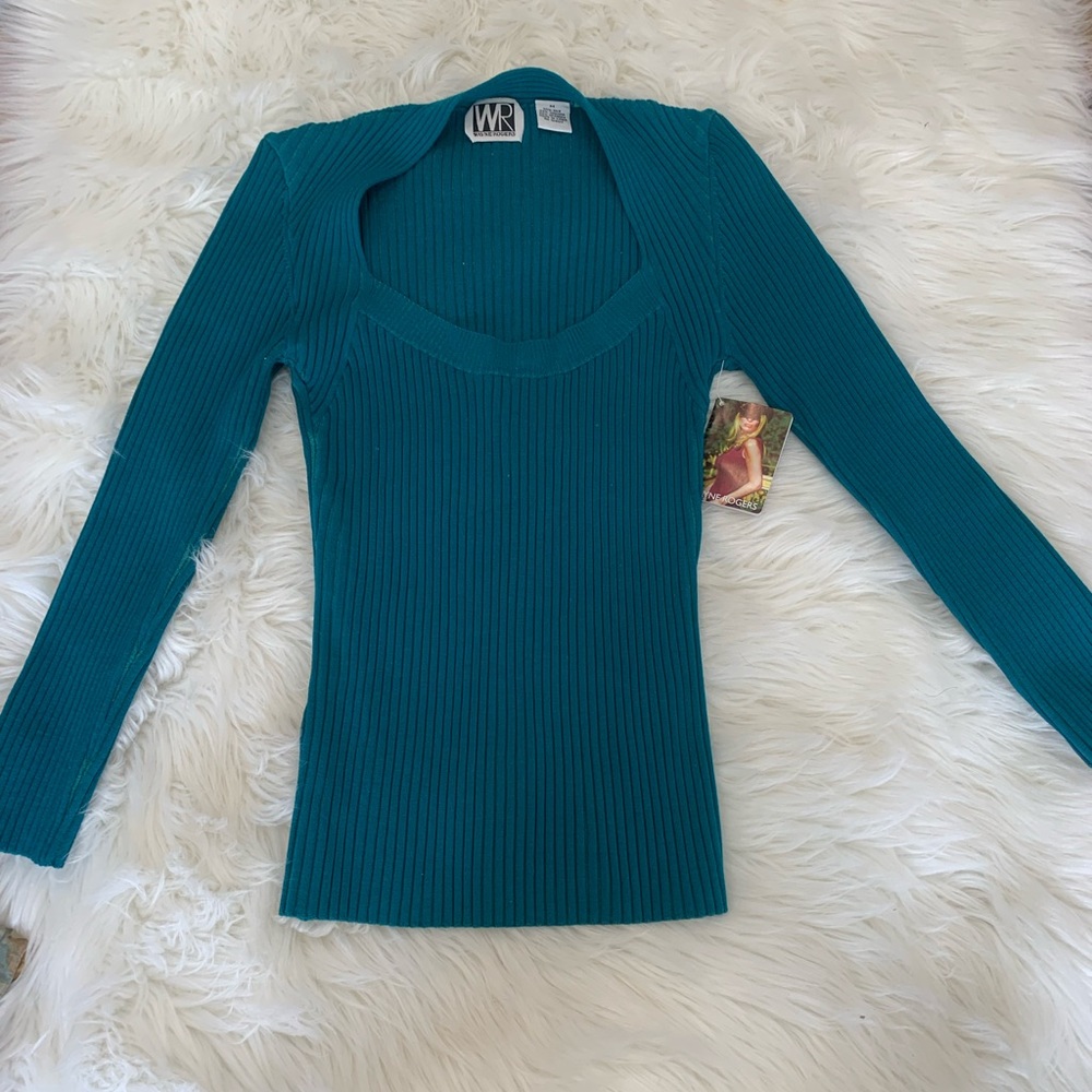 Women’s Wayne Rogers Emerald Green Ribbed Sweater Size M